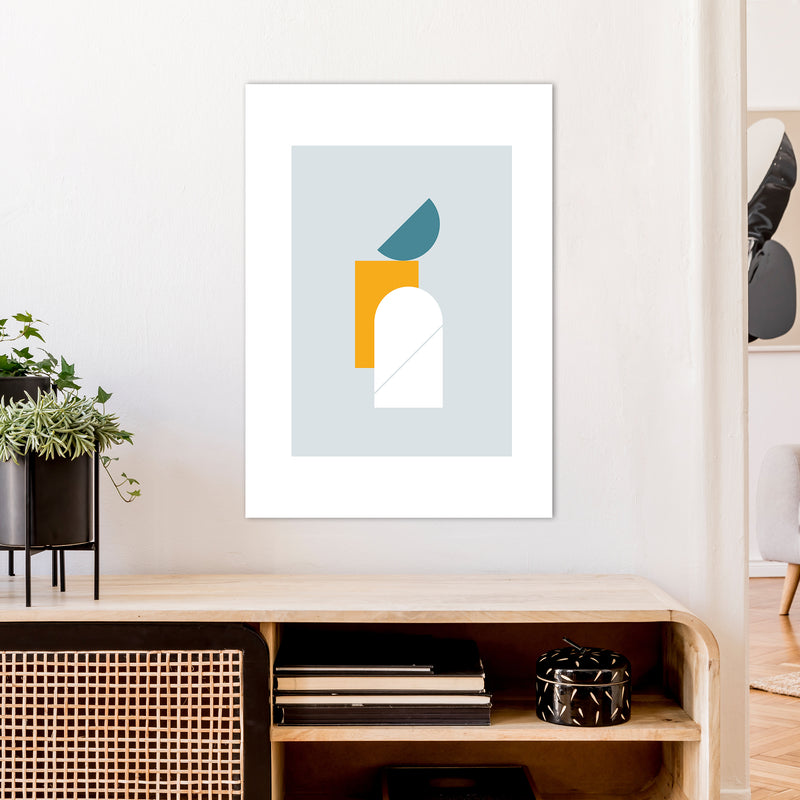 Mita Teal Abstract N10  Art Print by Pixy Paper A1 Black Frame