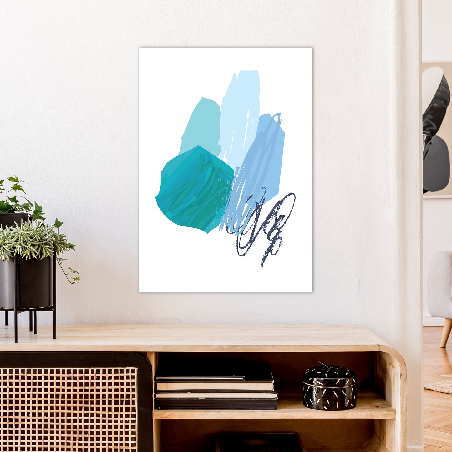 Blue Palette Drawings  Art Print by Pixy Paper A1 Black Frame