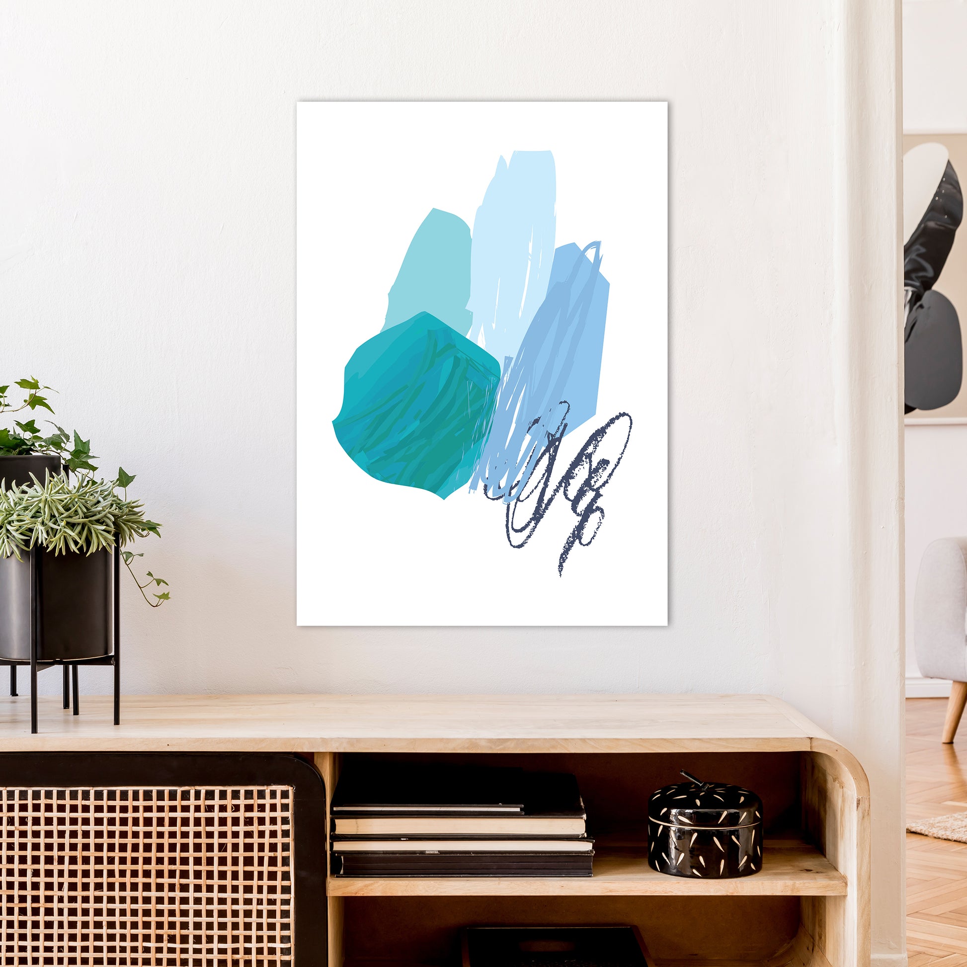 Blue Palette Drawings  Art Print by Pixy Paper A1 Black Frame