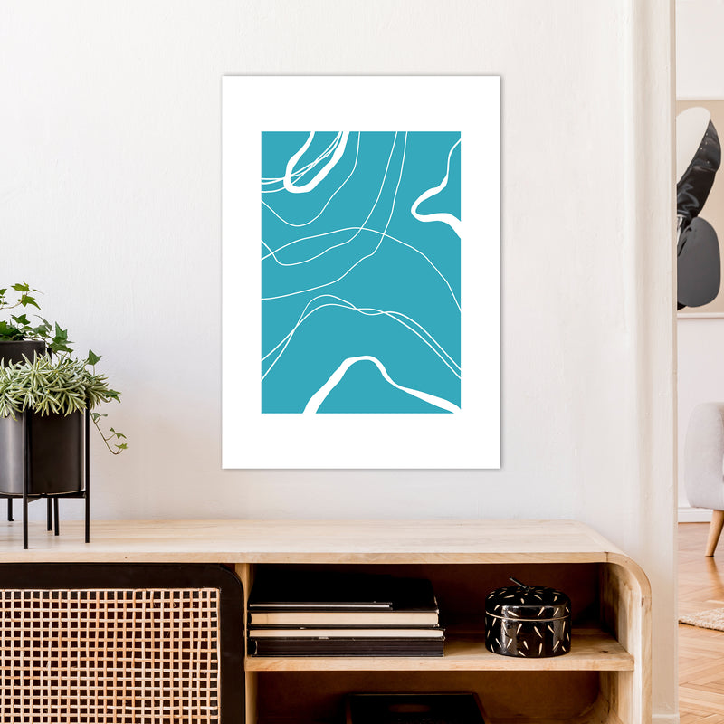 Mita Teal Swirls N13  Art Print by Pixy Paper A1 Black Frame