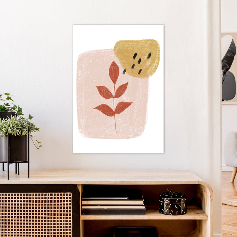 Dalia Chalk Red Leaf  Art Print by Pixy Paper A1 Black Frame