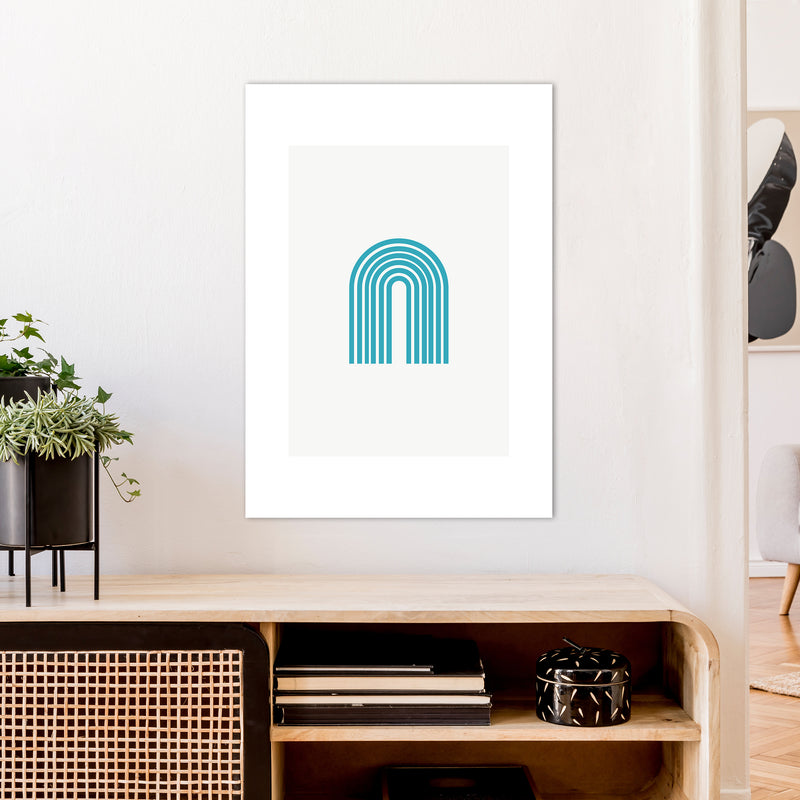 Mita Teal Rainbow N7  Art Print by Pixy Paper A1 Black Frame