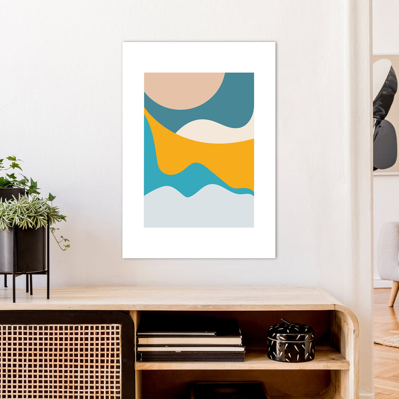 Mita Teal Dunes N14  Art Print by Pixy Paper A1 Black Frame