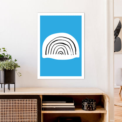 Blue Rainbow Neon Funk  Art Print by Pixy Paper A1 Black Frame