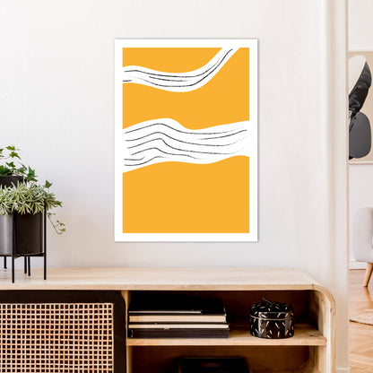 Yellow Lines Neon Funk  Art Print by Pixy Paper A1 Black Frame