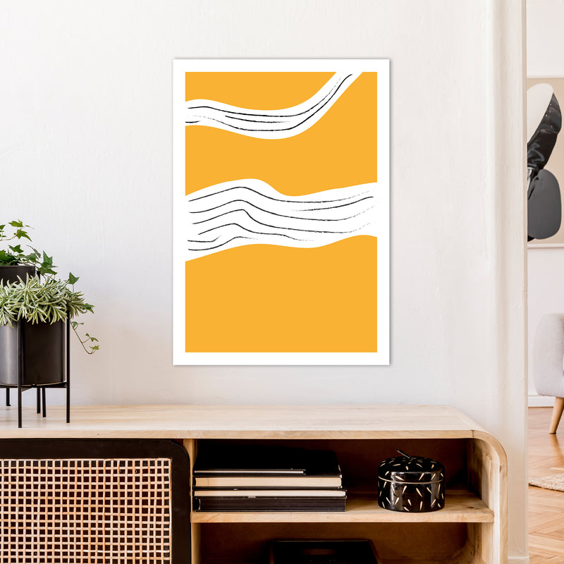 Yellow Lines Neon Funk  Art Print by Pixy Paper A1 Black Frame