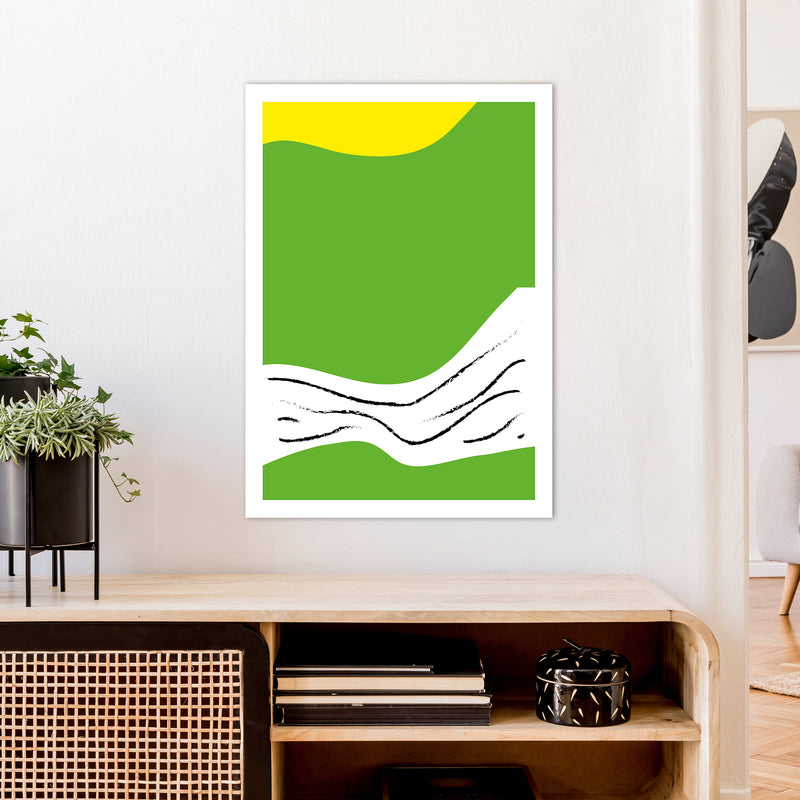 Green Lines Neon Funk  Art Print by Pixy Paper A1 Black Frame