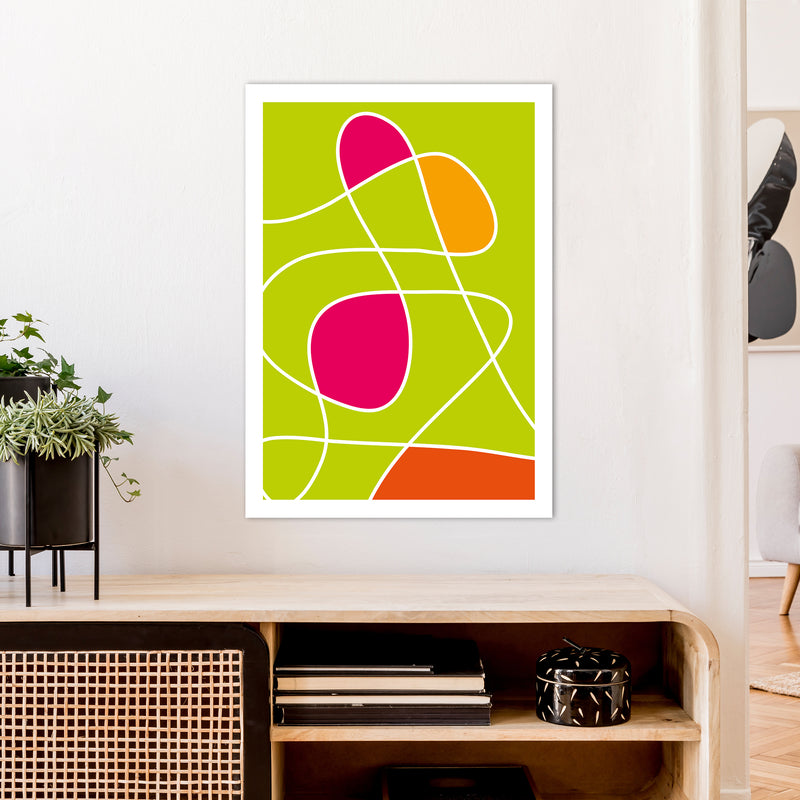 Lime Mess Neon Funk  Art Print by Pixy Paper A1 Black Frame