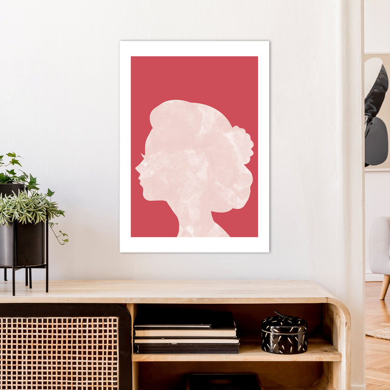 Marble Head Red  Art Print by Pixy Paper A1 Black Frame