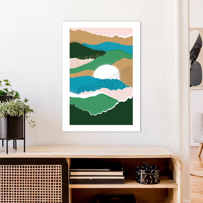 Sun Rising Jungle Abstract  Art Print by Pixy Paper A1 Black Frame