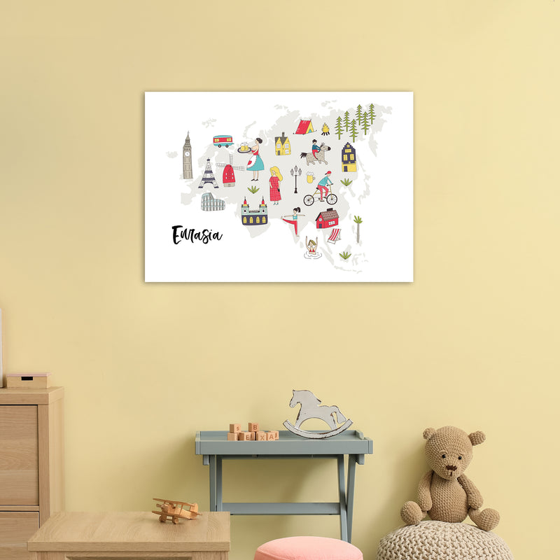 Eurasia Map  Art Print by Pixy Paper A1 Black Frame