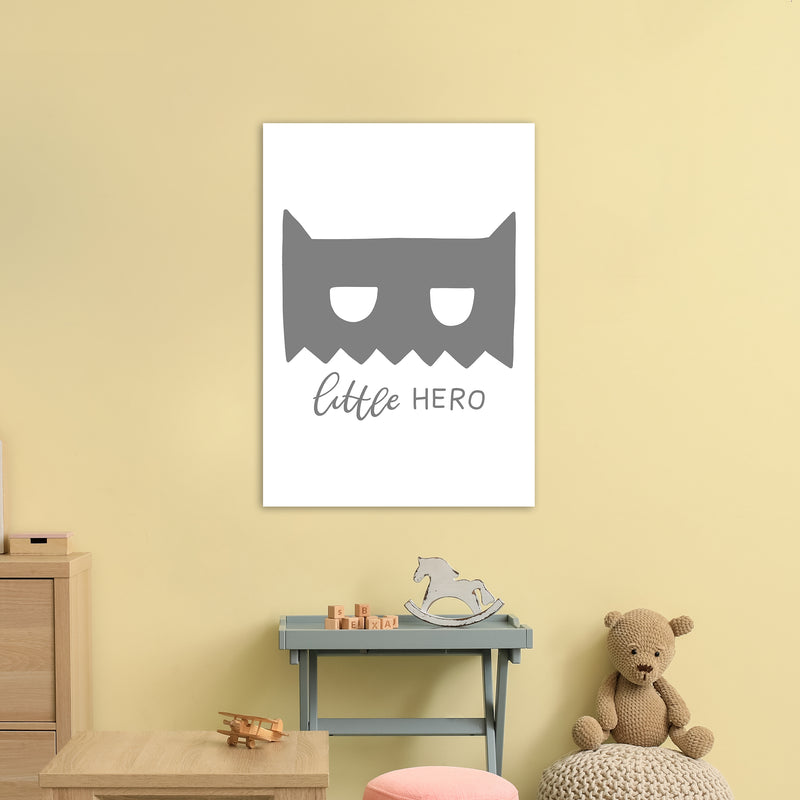 Little Hero Mask Super Scandi Grey  Art Print by Pixy Paper A1 Black Frame