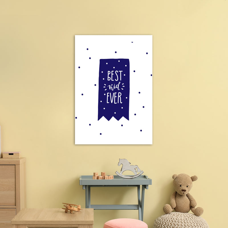 Best Kid Ever Navy Super Scandi  Art Print by Pixy Paper A1 Black Frame