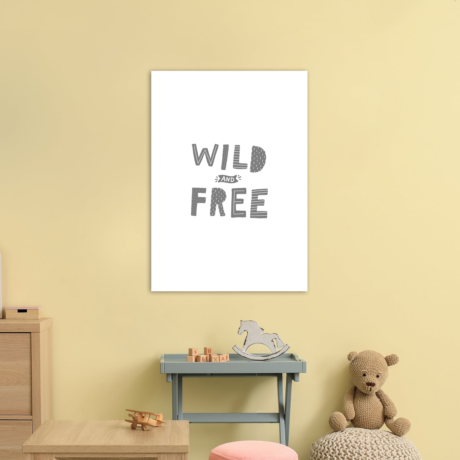 Wild And Free Grey Super Scandi  Art Print by Pixy Paper A1 Black Frame