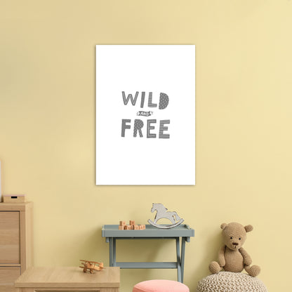 Wild And Free Grey Super Scandi  Art Print by Pixy Paper A1 Black Frame