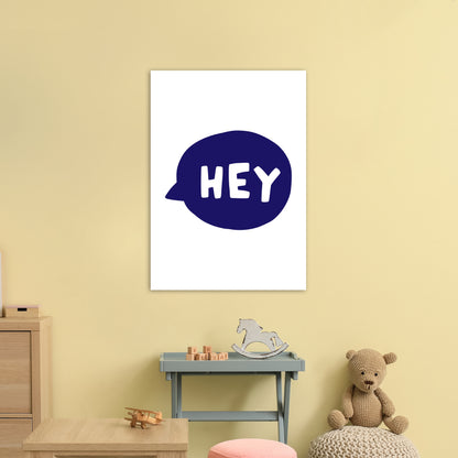 Hey Bubble Navy Super Scandi  Art Print by Pixy Paper A1 Black Frame
