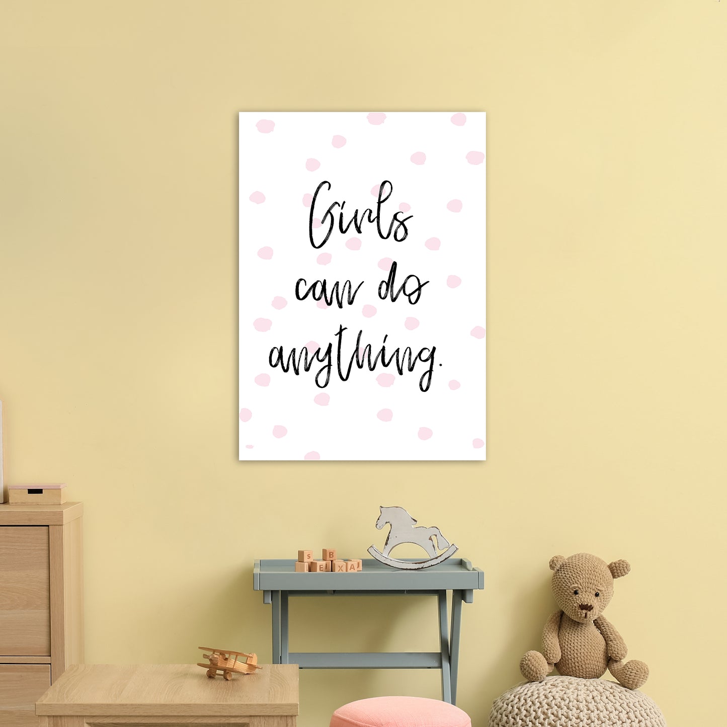 Girls Can Do Anything Pink  Art Print by Pixy Paper A1 Black Frame
