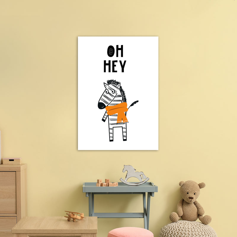 Oh Hey Zebra Animal Pop  Art Print by Pixy Paper A1 Black Frame