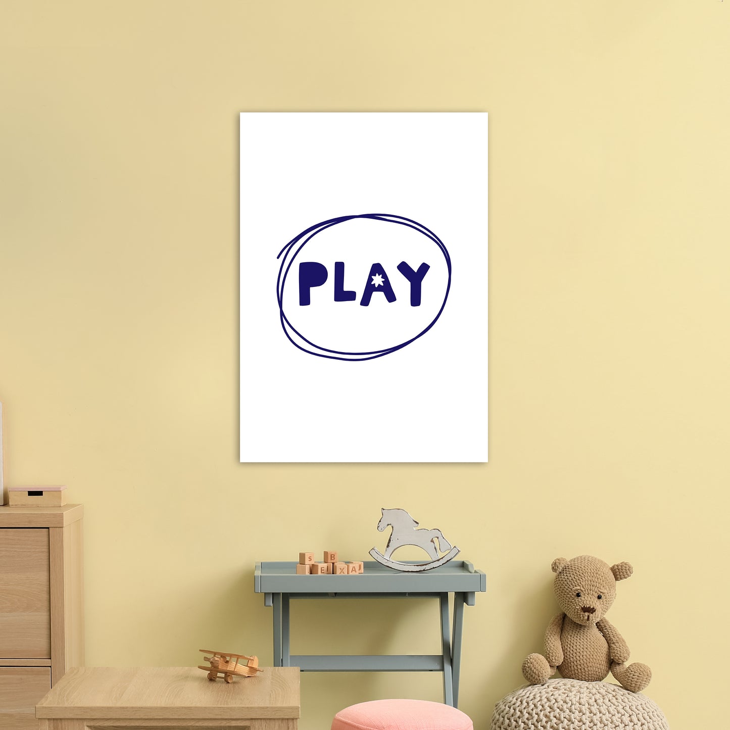 Play Navy Super Scandi  Art Print by Pixy Paper A1 Black Frame