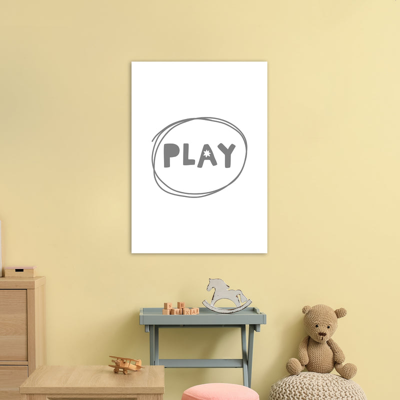 Play Super Scandi Grey  Art Print by Pixy Paper A1 Black Frame