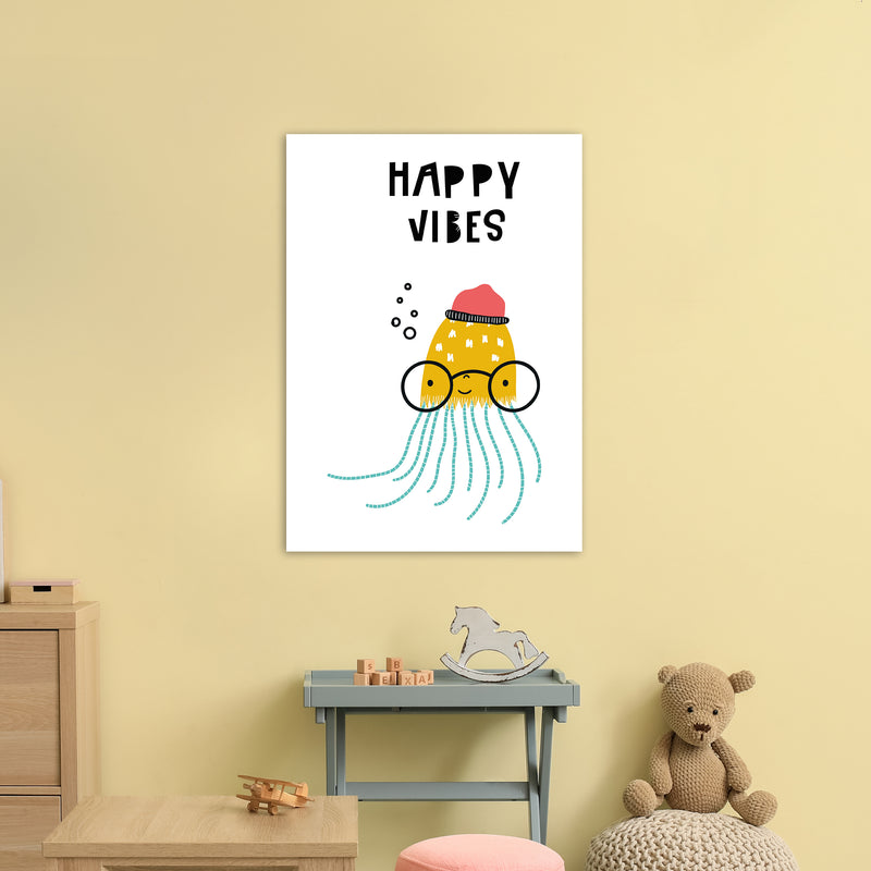 Happy Vibes Animal Pop  Art Print by Pixy Paper A1 Black Frame