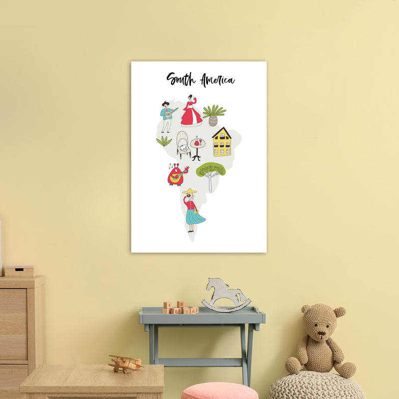 South America Map  Art Print by Pixy Paper A1 Black Frame