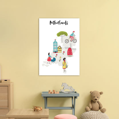Netherlands Map  Art Print by Pixy Paper A1 Black Frame