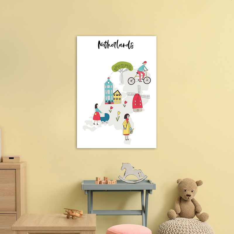 Netherlands Map  Art Print by Pixy Paper A1 Black Frame