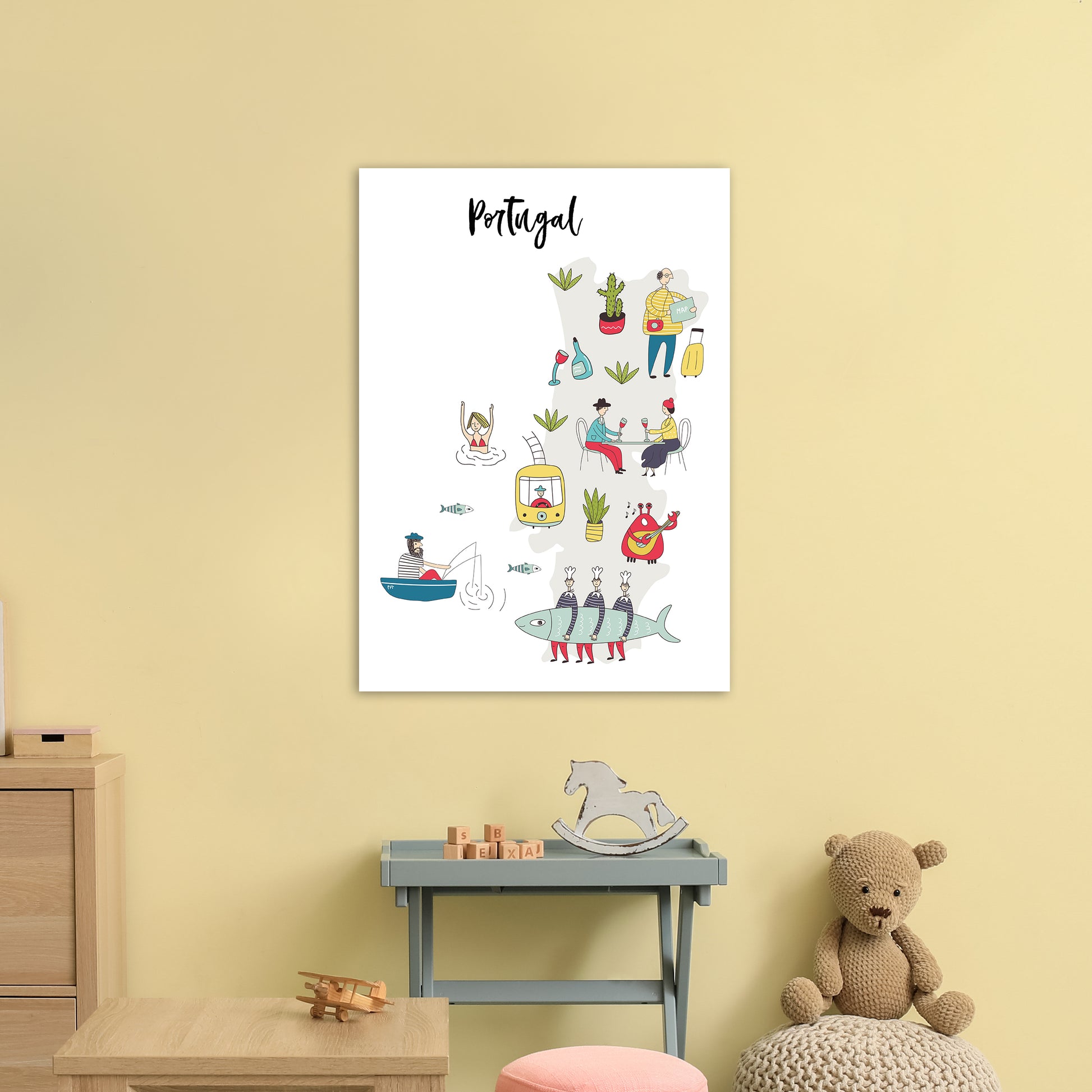 Portugal Map  Art Print by Pixy Paper A1 Black Frame