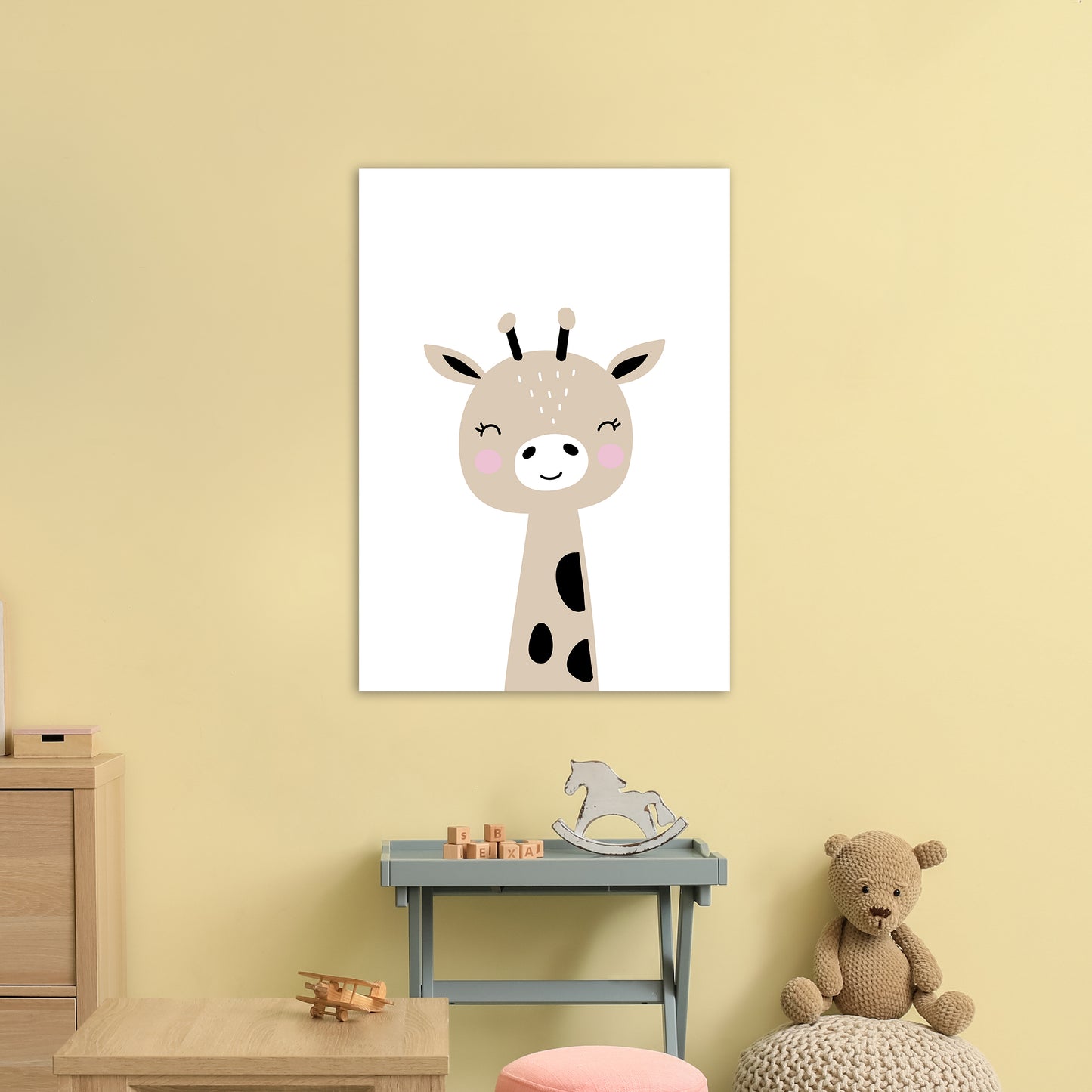 Giraffe Brown  Art Print by Pixy Paper A1 Black Frame
