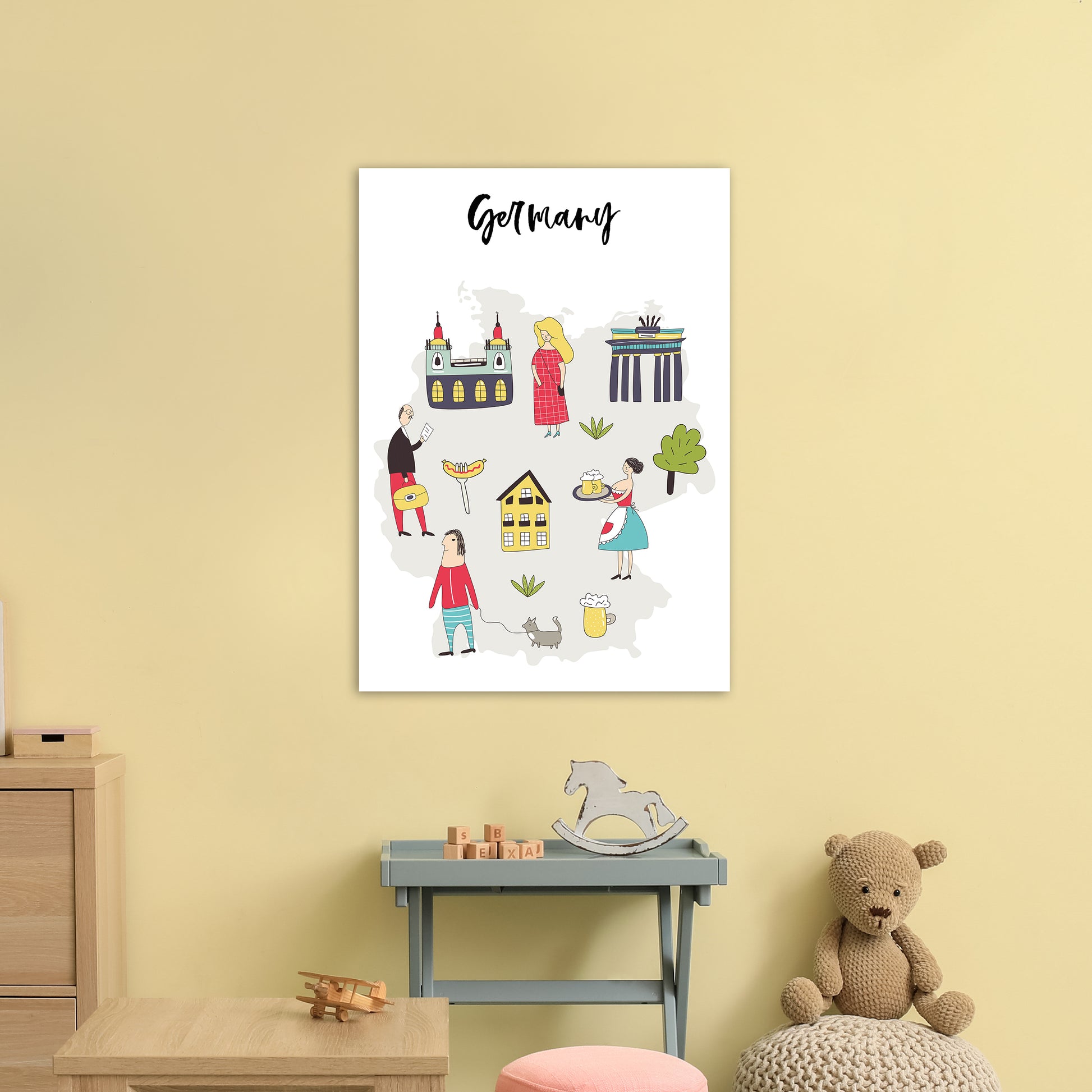 Germany Map  Art Print by Pixy Paper A1 Black Frame