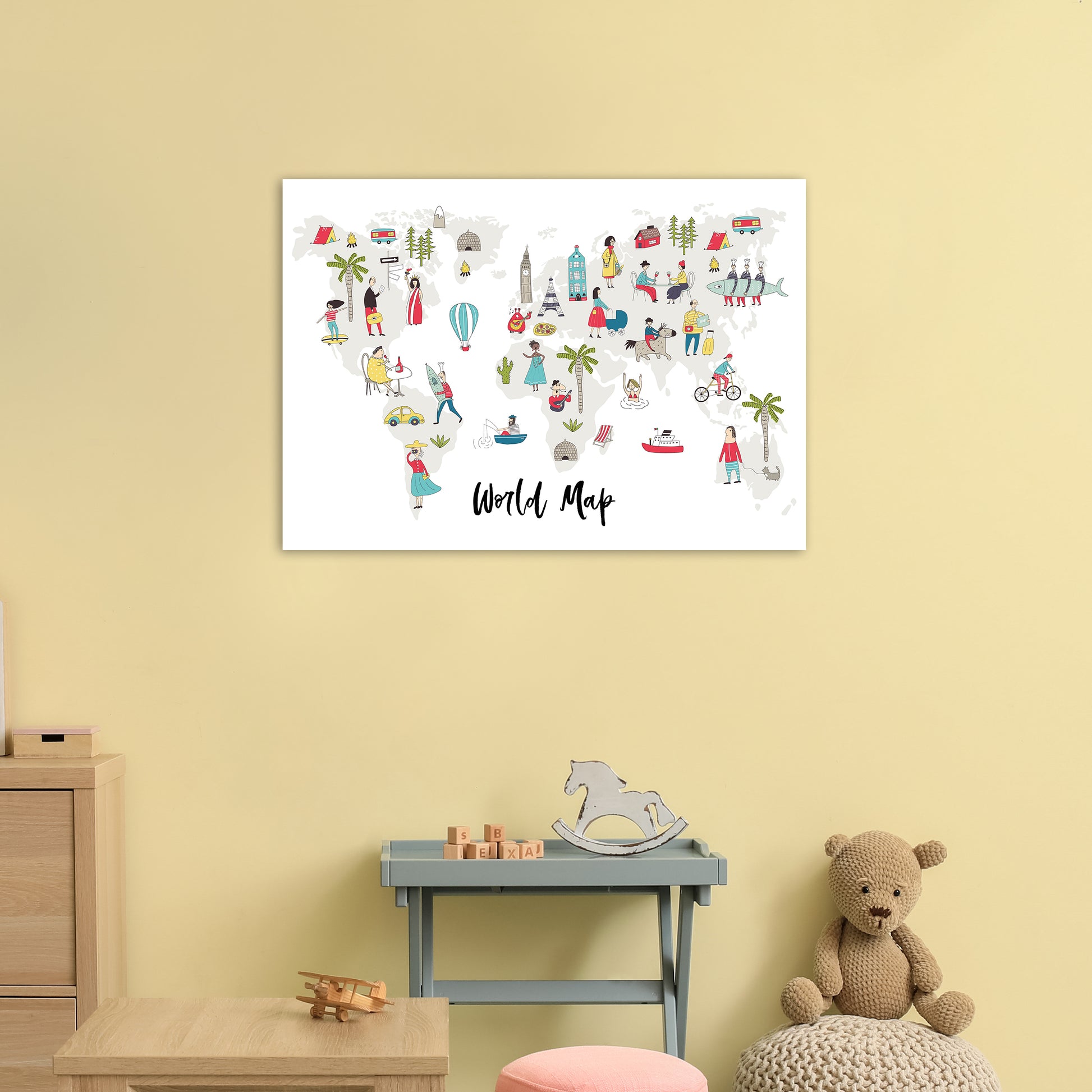 World Map  Art Print by Pixy Paper A1 Black Frame