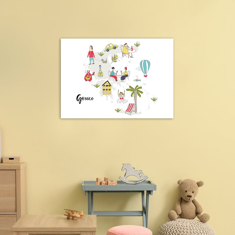 Greece Map  Art Print by Pixy Paper A1 Black Frame