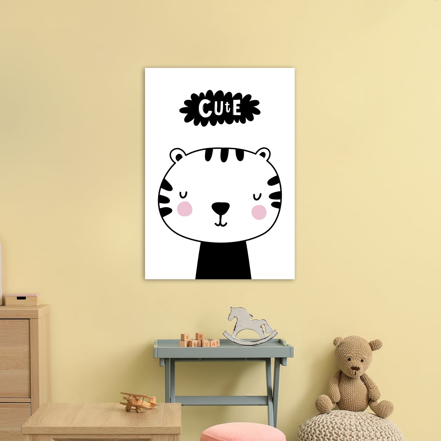 Cute Tiger  Art Print by Pixy Paper A1 Black Frame