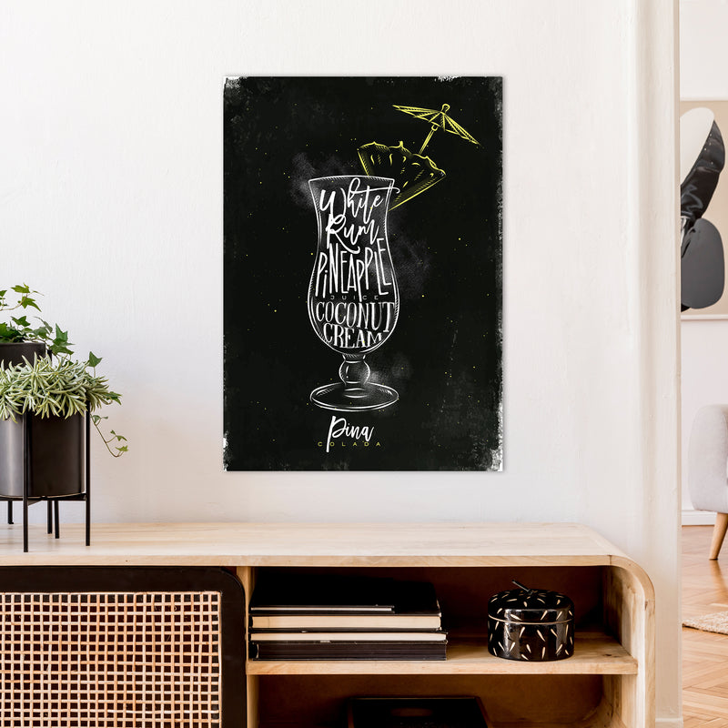 Pina Colada Cocktail Black  Art Print by Pixy Paper A1 Black Frame