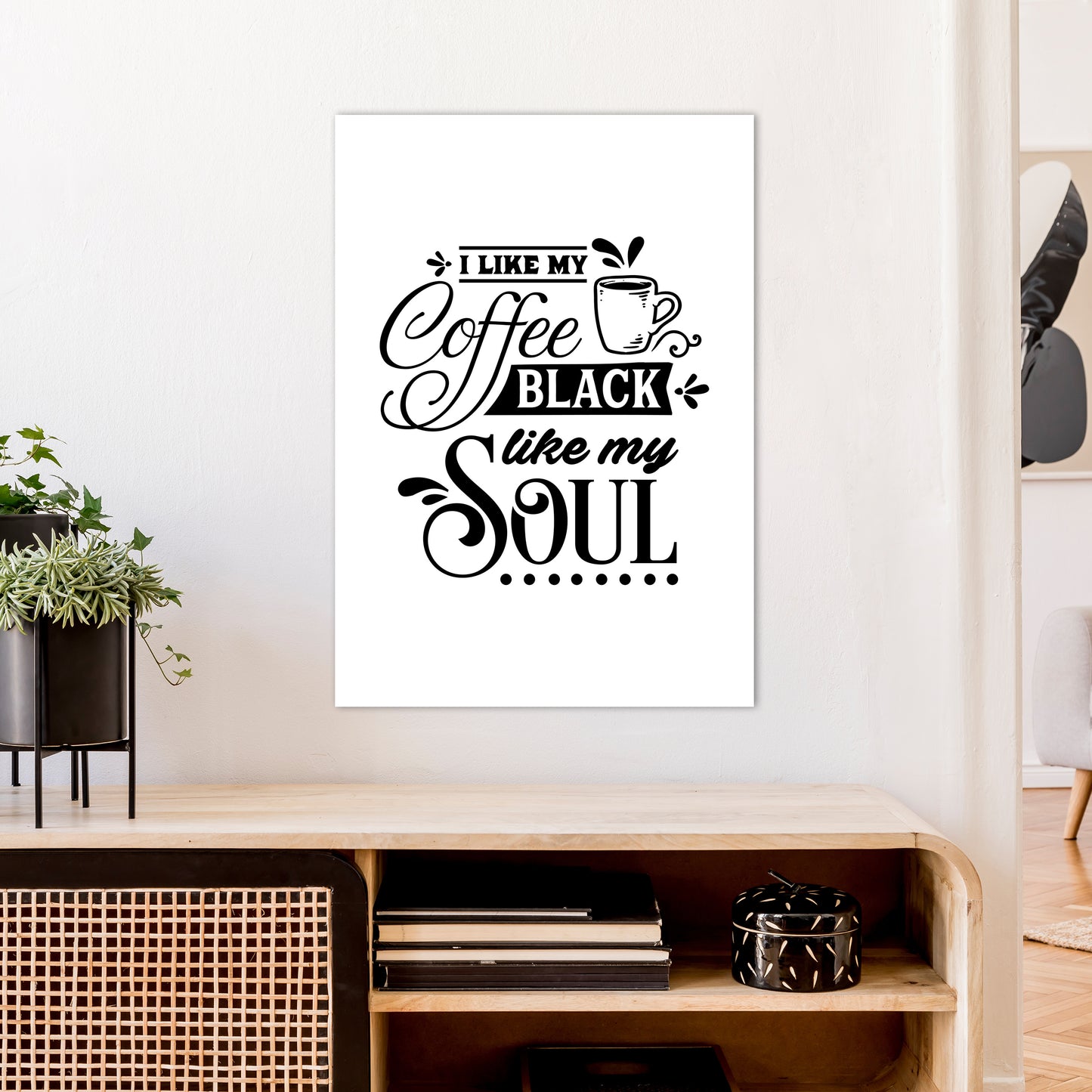 Coffee Black Like My Soul  Art Print by Pixy Paper A1 Black Frame