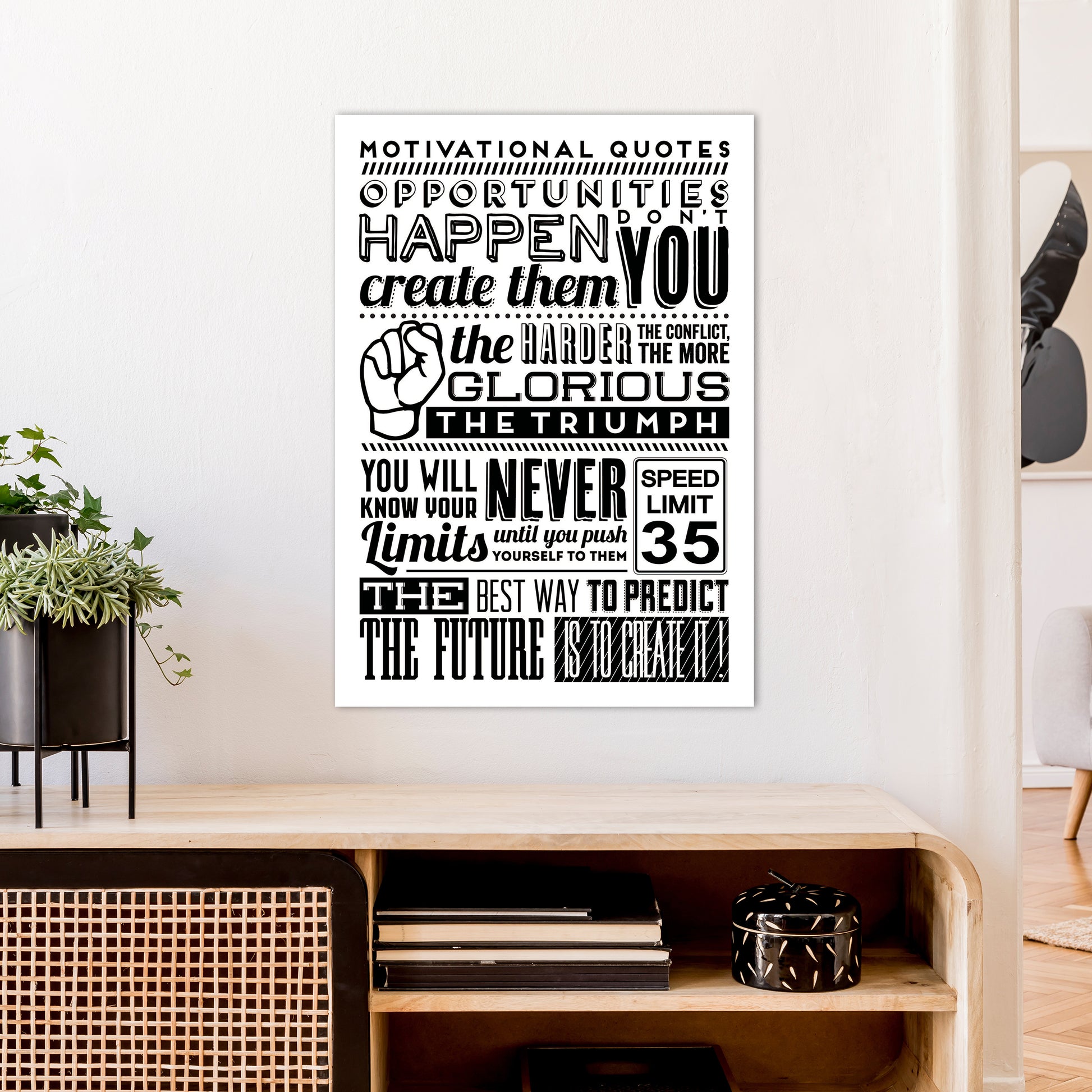 Opportunities Happen Vintage  Art Print by Pixy Paper A1 Black Frame