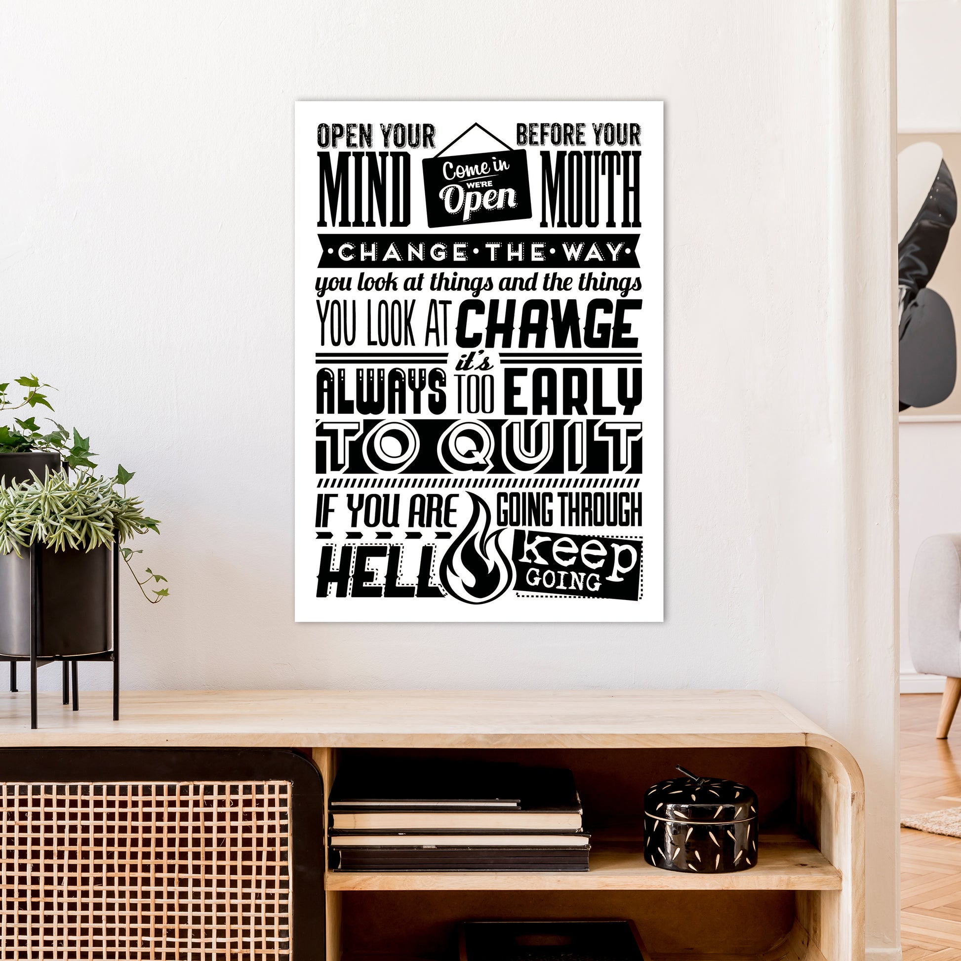 Open Your Mind Vintage  Art Print by Pixy Paper A1 Black Frame