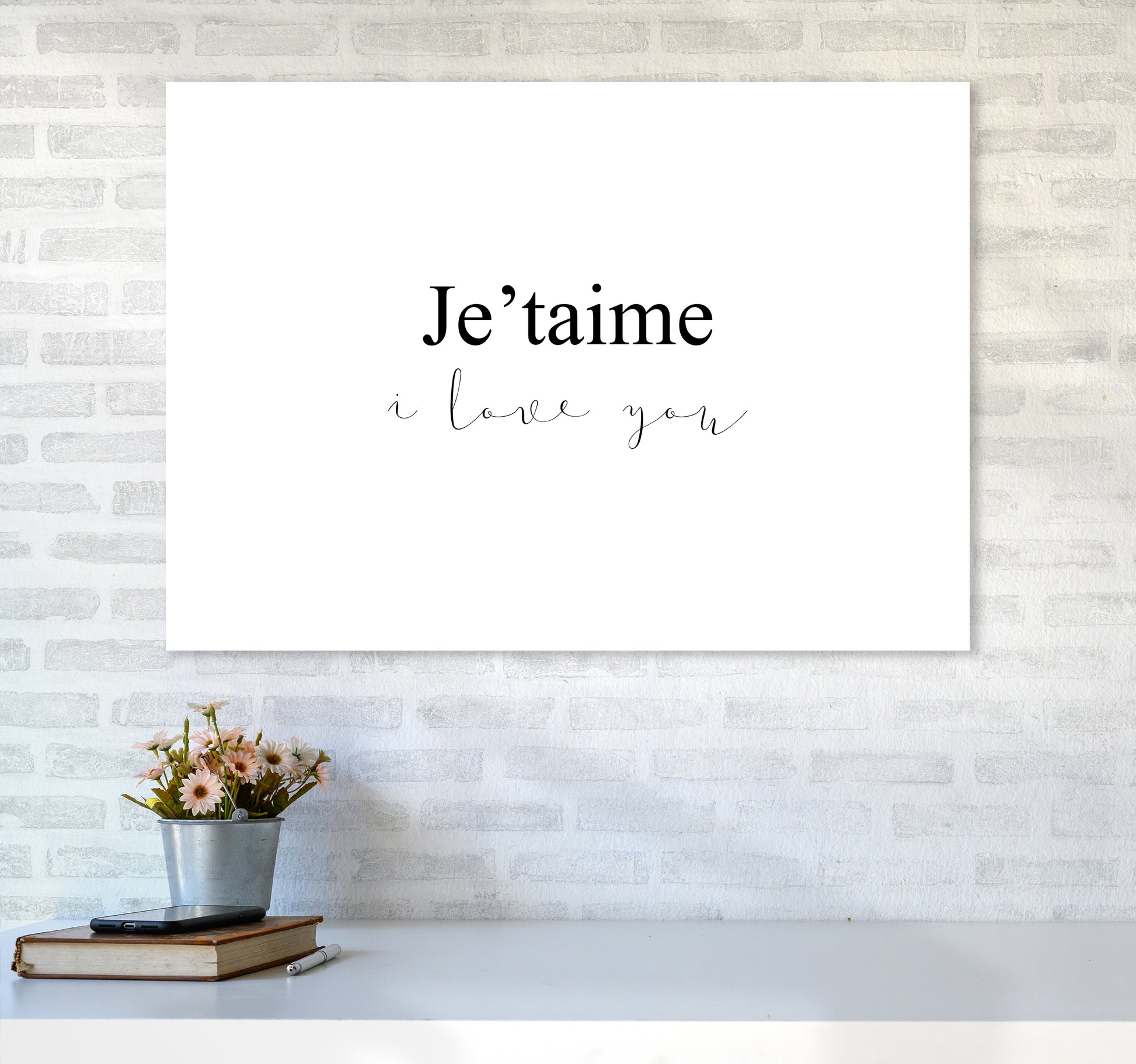 Je'Taime  Art Print by Pixy Paper A1 Black Frame