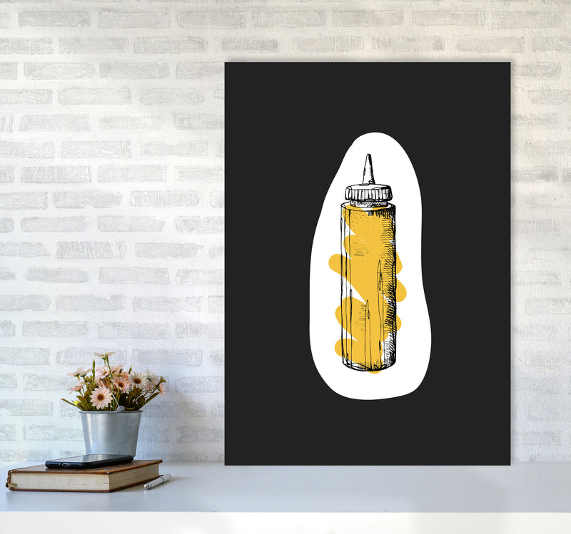 Kitchen Pop Mustard Off Black Art Print by Pixy Paper A1 Black Frame