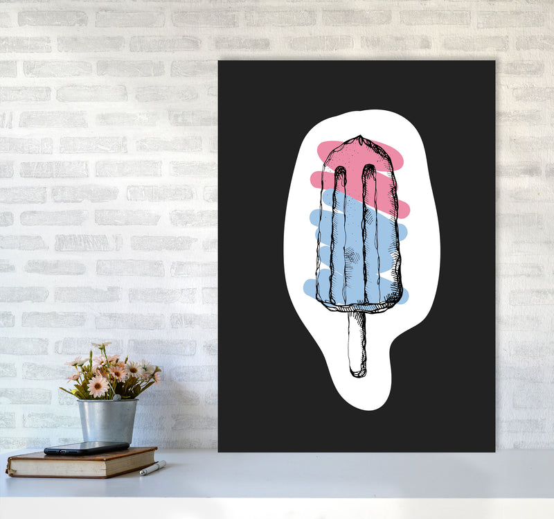Kitchen Pop Ice Lolly Off Black Art Print by Pixy Paper A1 Black Frame