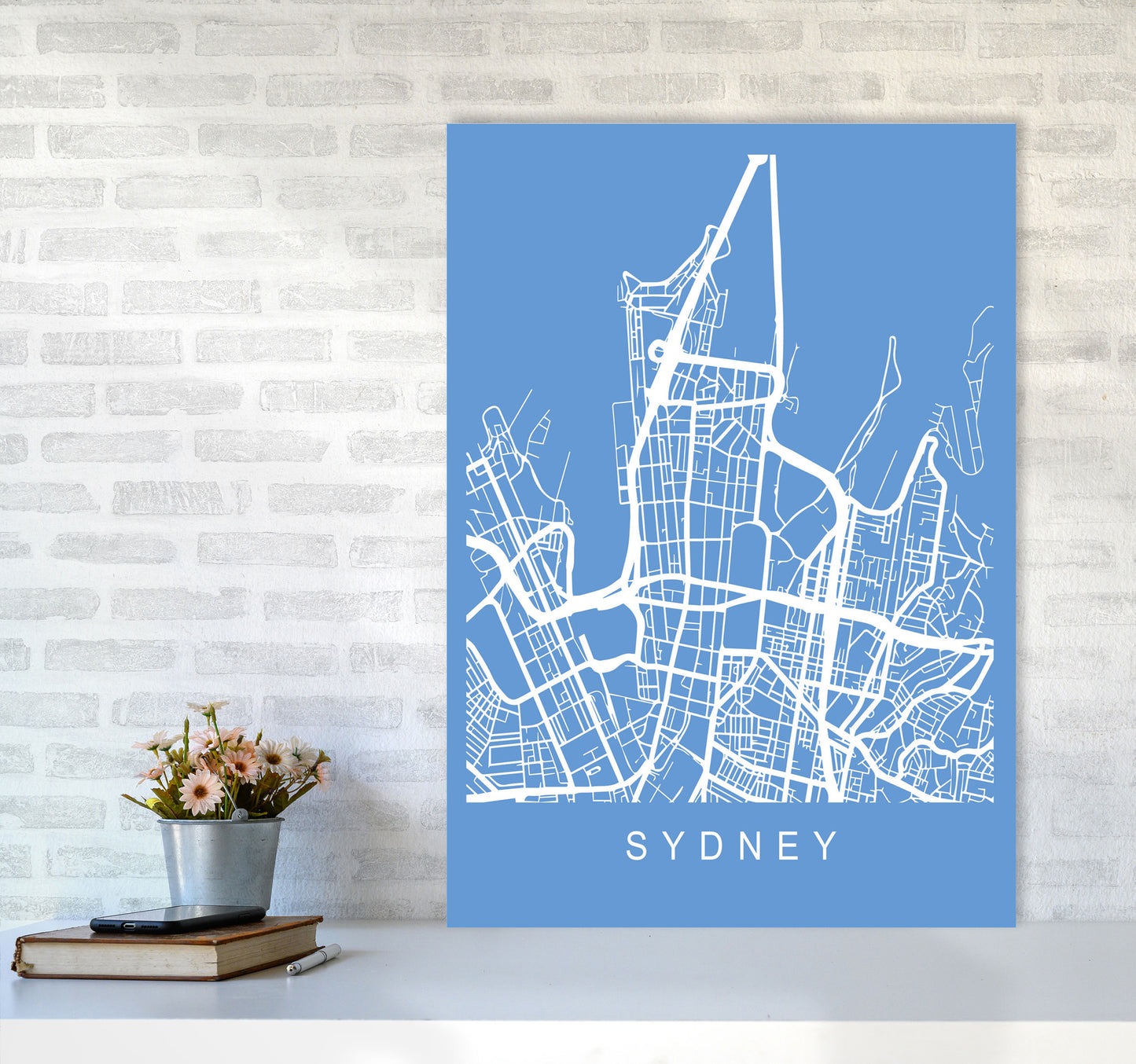 Sydney Map Blueprint Art Print by Pixy Paper A1 Black Frame