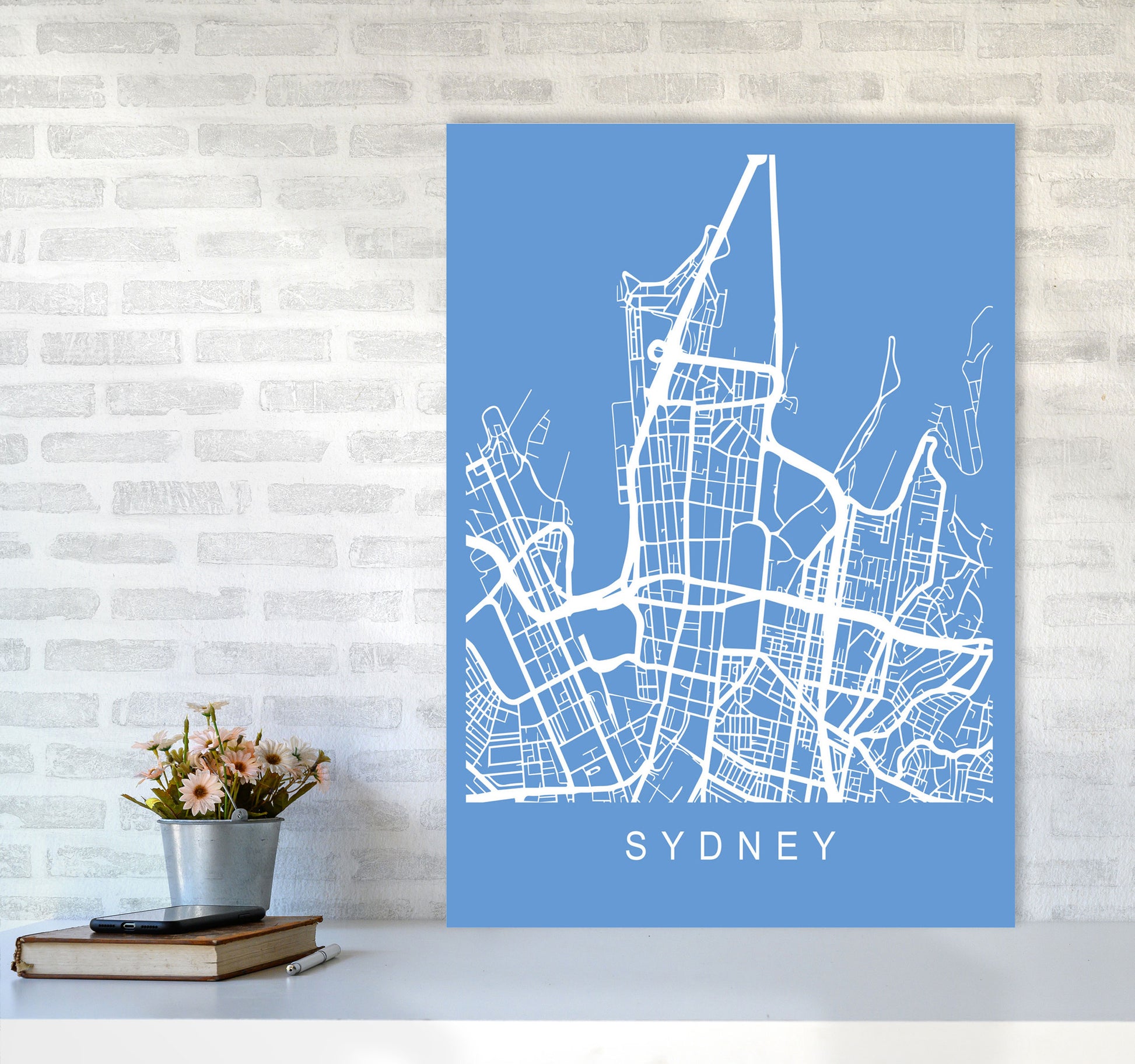 Sydney Map Blueprint Art Print by Pixy Paper A1 Black Frame