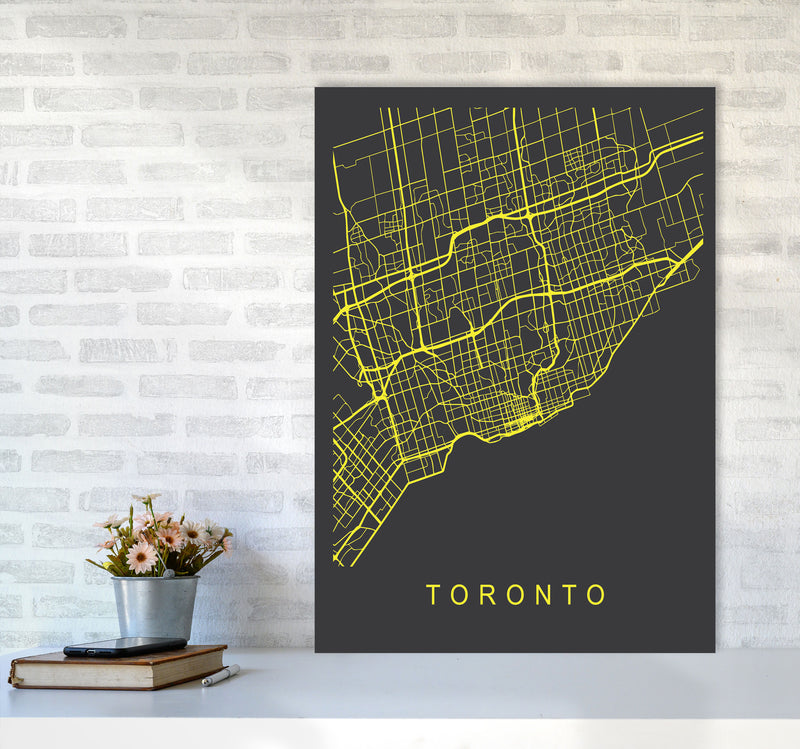 Toronto Map Neon Art Print by Pixy Paper A1 Black Frame