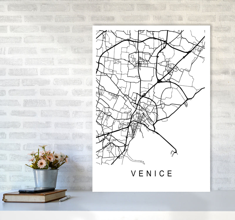 Venice Map Art Print by Pixy Paper A1 Black Frame