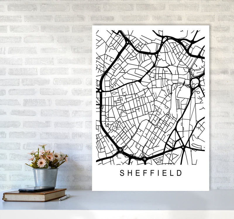 Sheffield Map Art Print by Pixy Paper A1 Black Frame