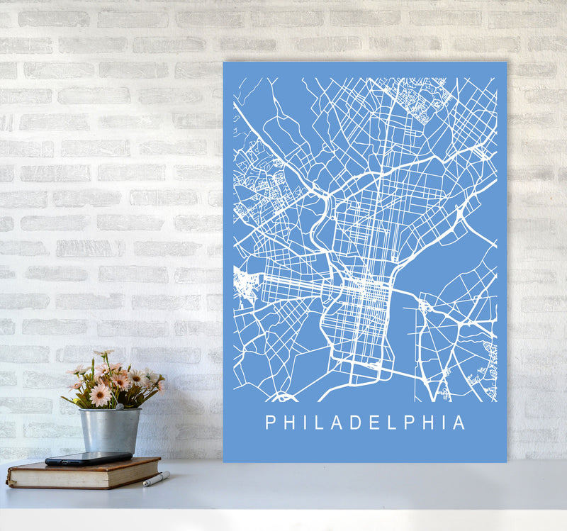 Philadelphia Map Blueprint Art Print by Pixy Paper A1 Black Frame