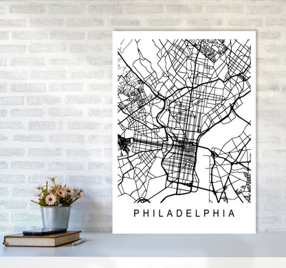 Philadelphia Map Art Print by Pixy Paper A1 Black Frame