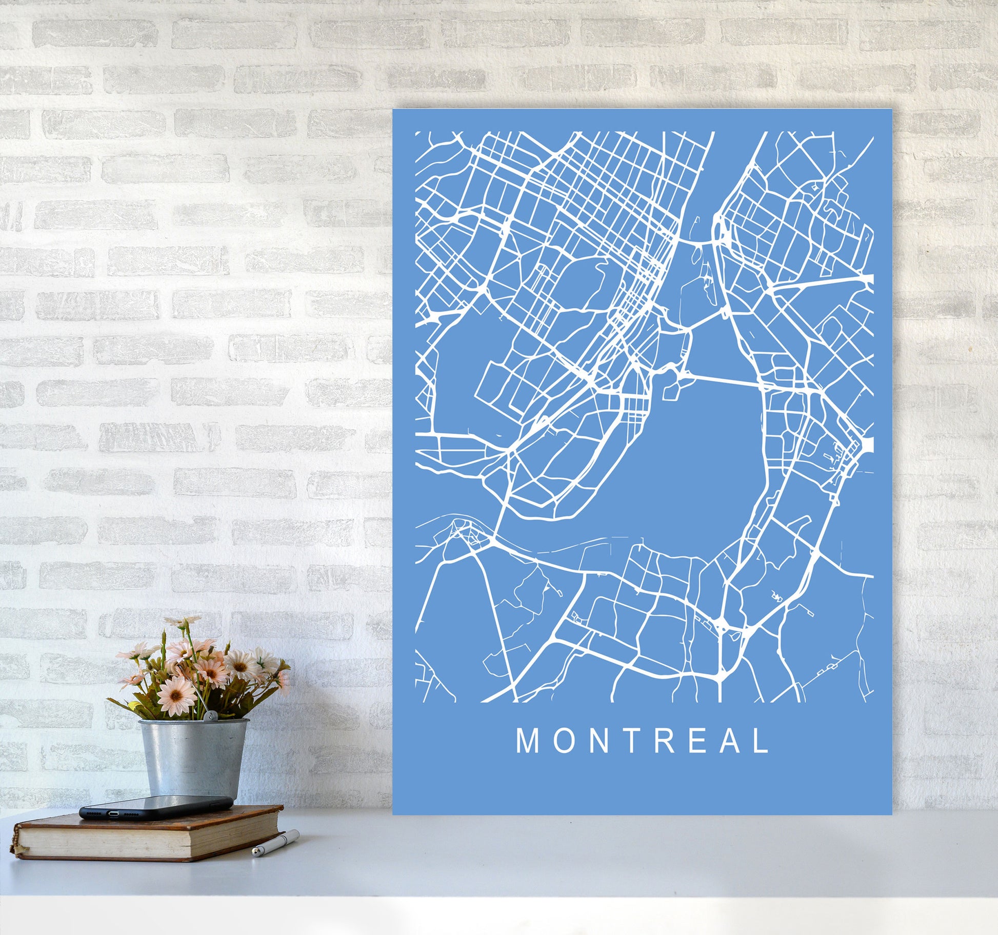 Montreal Map Blueprint Art Print by Pixy Paper A1 Black Frame