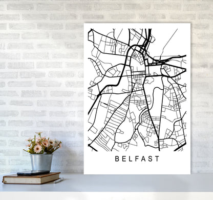 Belfast Map Art Print by Pixy Paper A1 Black Frame